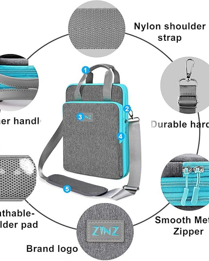 ZINZ 12.3-13 Inch Travel Laptop Shoulder Bag with Expandable Compartment and Valuables Compartment -Gray-Blue edge