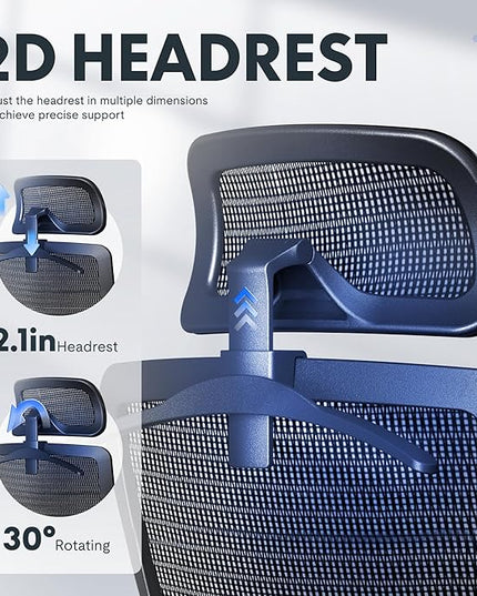 FLEXISPOT OC3 Air Ergonomic Office Chair Mesh Back Swivel Computer Chair Executive Office Desk Chairs with Adjustable Lumbar Support/2D Headrest/Lockable Backrest, Mesh Seat Cushion, Black