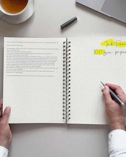 le vent 2 pack Grid Paper Large Spiral Notebook 8.5 x 11 with 100gsm Thick Paper - Square Graph Quad Ruled Notebooks for Math, Science, Engineering - 200 Pages of Lay Flat, Ink Proof Paper - A4