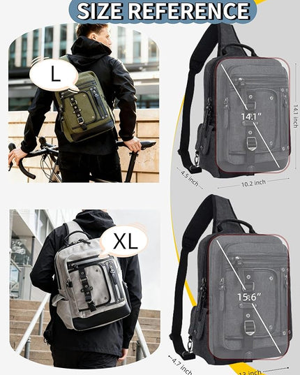 Schkleier Messenger Bag for Men Canvas Sling Bag Crossbody Backpack Laptop Shoulder Bag Hiking Daypacks Casual Tactical