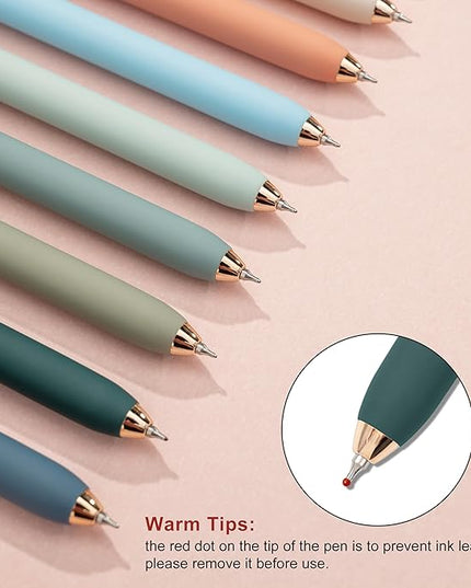 Linbsunne Gel Pens Black Ink Pens for Office 0.5mm Fine Point Pen Smooth Writing Retractable (Metal gold clip-10 pcs)