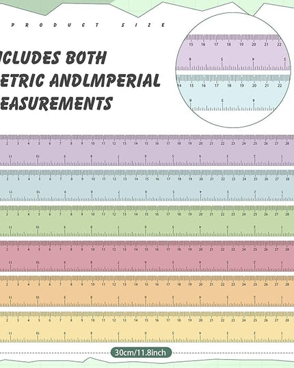 ForraFun 60 Pcs Plastic Clear Rulers 12 Inch, Transparent Assorted Color Ruler Bulk, with Imperial and Metric Scales for Home Office Supplies, Available in 6Colors(Pastel)