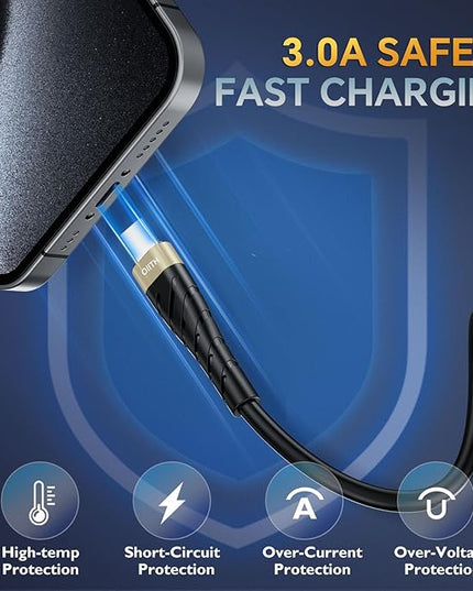 OIITH 3FT Gold 3Pack USB Type C to USB A 3A Fast Charging Cable for iPhone 15/15 Plus/15 Pro/15 Pro Max/Samsung/Pad/Laptop/LG