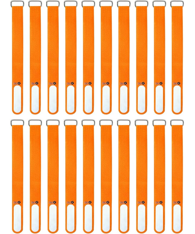 Wrap-It Storage Cinch-Straps, 8" 18 Pack (Orange), Features Buckle and Label for Cord Identification, Reusable Multi-Purpose Securing Cable Straps, Cord Wrap, Cord Organizers