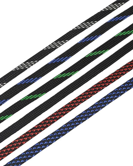 30ft PET Expandable Sleeving Wire Cable Sleeve (1/3", Steel Blue&Black)
