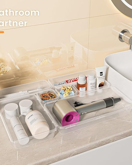 A-LuGei 【Military Grade】 Drawer Organizer, 【𝟱𝗦𝗶𝘇𝗲】 Makeup organizer, 【Holds 177 Items】 Bathroom Organizers and Storage, Organization and Storage, Desk Drawer Organizer for Bathroom Vanity