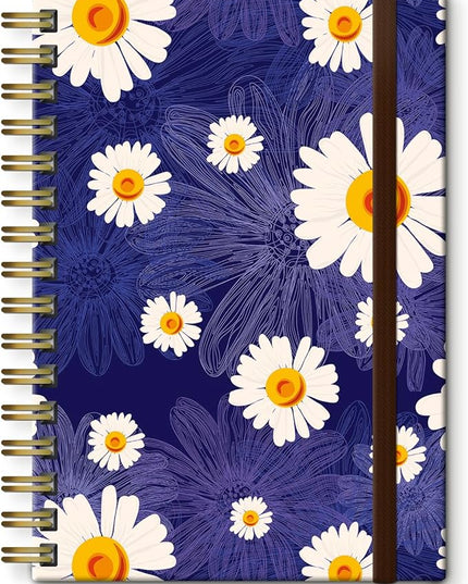 Spiral Journal Notebook, A5 Cute Notebooks for Women Men, College Ruled Hardcover Notebook for Work & Note Taking, 60 Pages Double-Wire Journals for Writing, Cute Blue Daisy