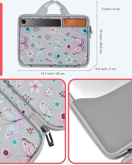 Hseok Laptop Case 13.3-14 inch Briefcase Handbag, Water-Resistant and Shockproof Computer Sleeve Compatible with MacBook Pro 14", Mac Air/Pro 13.3" and 13"-14" Notebooks Chromebooks,Butterfly