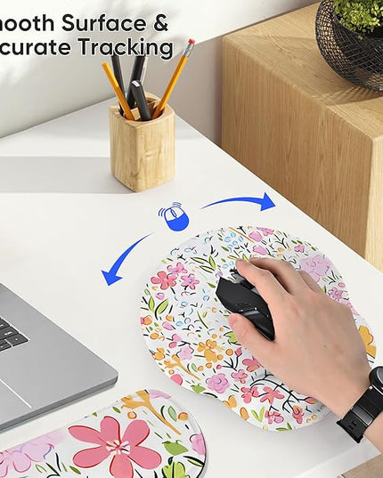 RICHEN Mouse Pad and Keyboard Wrist Rest, 3-in-1 Computer Mousepad and Coaster Set, Non-Slip Keyboard Wrist Rest and Mouse Pad Set Ergonomic Design (YKMWR-54)