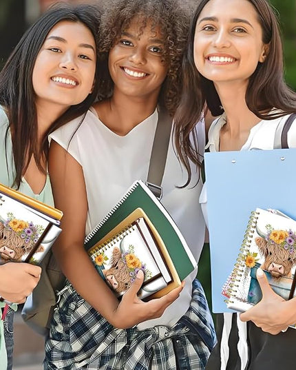 Cute Spiral Journal Notebook,A5 Hardcover Lined Journals for Women Girl 6 x 8.3 in,120 Pages Thick Paper,Cute College Ruled Writing Notebook for Gifts Office Work School (Cute Cow)