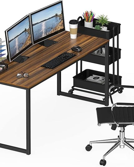 SHW Mission 55-Inch Home Office Computer Desk, Walnut