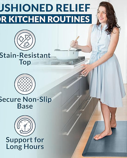 ComfiLife Anti Fatigue Floor Mat – 3/4 Inch Thick Perfect Kitchen Mat, Standing Desk Mat – Comfort at Home, Office, Garage – Durable – Stain Resistant – Non-Slip Bottom (24" x 70", Denim)