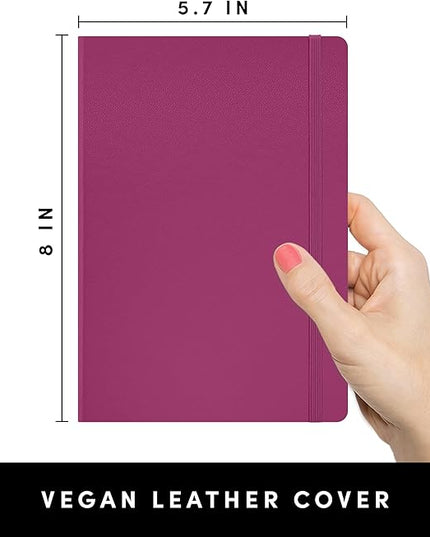 PAPERAGE Lined Journal Notebook, (Raspberry), 160 Pages, Medium 5.6 in x 8 in - 100 GSM Thick Paper – Hardcover Journaling Notebook for Work, School & Note Taking