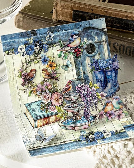 AuriicLeaf Twilight Garden PET Stickers – 120Pcs Retro Botanical & Animal Stickers, Waterproof for Scrapbooking, Journaling, Crafting & DIY Decor