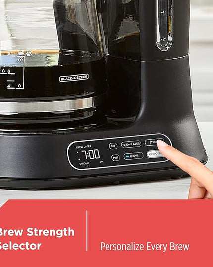 BLACK+DECKER Split Brew 12-Cup Digital Coffee Maker, CM0122, Iced or Hot Coffee, Programmable, Quick Touch, 4-Hour Keep Warm
