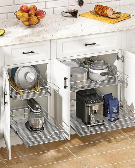 WelFurGeer Soft Close Slide Out Cabinet Shelf, 17" W x 22" D Pull Out Drawers for Kitchen Cabinets, Kitchen Shelf Organizer, Cupboard Organizers and Storage, Under Cabinet Pull Out Shelves