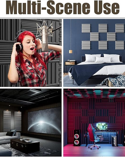 18 Pack Sound Proof Foam Panels for Walls, 12" x 12" x 2" Self-Adhesive Acoustic Panels, High-Density Soundproof Wall Panels for Studio Home and Ceilings (Gray)
