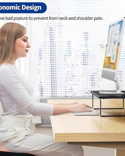 BESIGN MS01 Monitor Stand Riser, Height Adjustable Laptop Stand, Computer Monitor Stand for Monitor, Computer,Laptop,Printer (Black)
