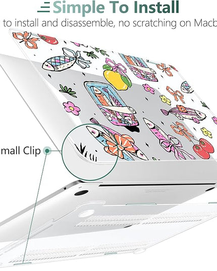 DONGKE Compatible with MacBook Pro 13 inch Case 2024 2023-2020 Release A2338 M2/M1 A2251 A2289 with Retina Display & Touch ID, Plastic Hard Shell & Keyboard Cover & Screen Film - Sardine