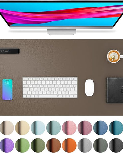 Aothia Leather Desk Pad Protector, Office Mat, Large Mouse Pad, Non-Slip PU Leather Blotter, Laptop Desk Pad, Waterproof Writing Pad for Office and Home (Coffee, 31.5" x 15.7")