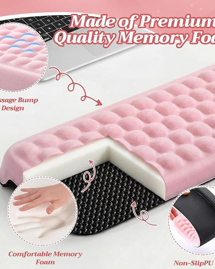 2 Pcs L-Shaped Desk Elbow Pad Set Desk Edge Cushion Memory Foam Wrist Rest Elbow Pads Arm Rest Comfort Support Padding with Non-Slip Base for Office Home Gaming(Pink)