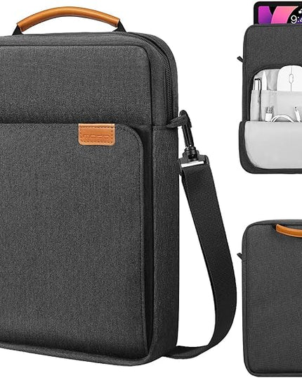 MoKo 12.9 Inch Tablet Sleeve Bag,Fits with 13 Inch New iPad Pro M4 & Air M2 2024,iPad Pro 12.9 M2&M1,Surface Laptop Go 12.4,Galaxy Tab S8+/S9+ 12.4,Handle Carrying Case with Shoulder Strap,Black &Gray