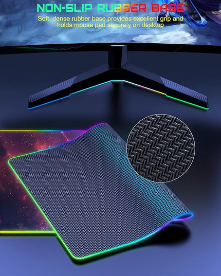 TopMade RGB Gaming Mouse Pad with 15W Wireless Charging, 31.5” x 15.8” XXL Large Desk Mat Home Office Keyboard Pad for Desk, Waterproof Mousepad with Smooth Surface, Non-Slip Base, Galaxy Nebula
