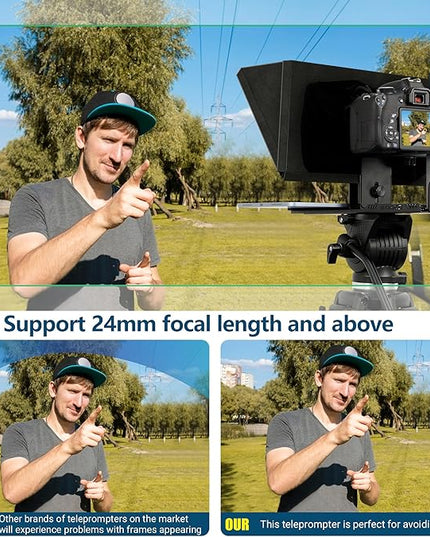 i2/12-inch professional teleprompter, tempered optical glass, all-metal structure, equipped with remote control and dedicated app, compatible with a wide range of devices