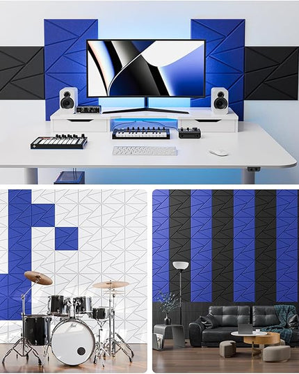 22 Pack Acoustic Panels with Self-Adhesive, 12"X 12"X 0.4"Sound Proof Foam Panels, Sound Panels High Density, Soundproof Wall Panels for Home Studio Office Blue