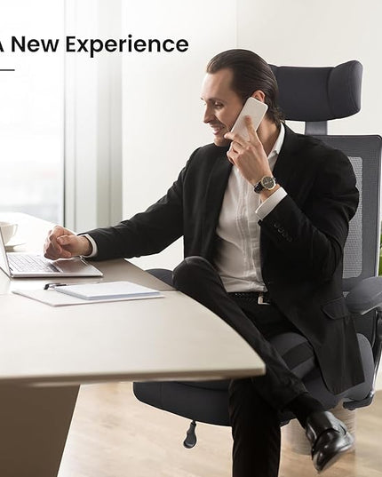 BOLISS 400lbs High Back Ergonomic Mesh Computer Office Desk Chair with Super Soft Adjustable Arms Molded Foam Double Seat Cushion Lumbar Support(Black)