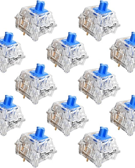 Crystal Blue Switch Mechanical Keyboard Replacement,3 Pin Clicky Accurate Typing Dustproof Transparent Gaming Keyboard Switches with 1 Kailh Box Clicky Switches(35+1Pcs)