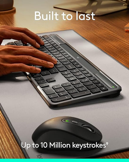 Logitech Signature Slim Solar+ Wireless Bluetooth Keyboard K980, Solar and Artificial Light Powered, Up to 10 Years Battery Life, Customizable Keys - Graphite