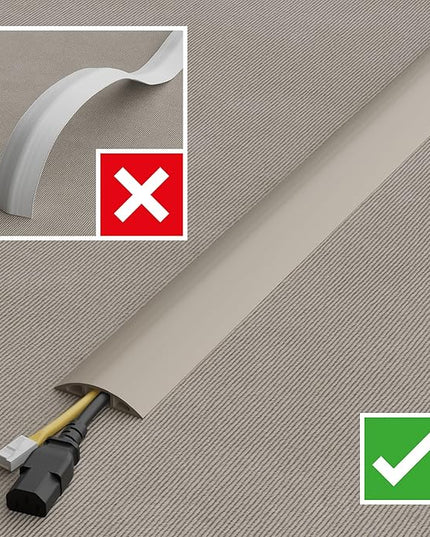 D-Line 6ft Floor Cord Cover, Cable Protector, Hide Extension Cords, Protect Cords, Prevent Cable Trips, Heavy Duty Cord Hider - Cable Cavity = 0.63" (W) x 0.31" (H) - Beige