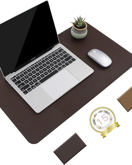 YSAGi Non-Slip Leather Desk Pad, Waterproof Laptop Computer Desk Keyboard Mat, Table Protector Blotter Mat, Large Mouse Pad for Office/Work/Home/Decor(Dark Brown, 23.6" x 13.7")