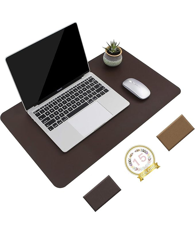 YSAGi Non-Slip Leather Desk Pad, Waterproof Laptop Computer Desk Keyboard Mat, Table Protector Blotter Mat, Large Mouse Pad for Office/Work/Home/Decor(Dark Brown, 23.6" x 13.7")