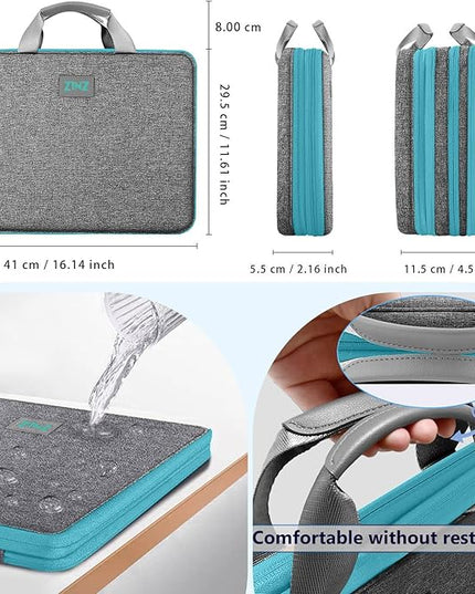 ZINZ Laptop Case 15 15.6 16 inch Sleeve, Expandable Computer Hand Bag with Multi-pockets Compatible with MacBook Pro 16 inch M4/M3/M2/M1, MacBook Air/Pro 15 inch and 15-16 inch Notebooks，DG01BL01