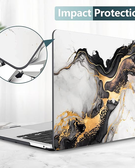 DONGKE Compatible with MacBook Pro 13 inch Case 2024 2023-2020 Release A2338 M2/M1 A2251 A2289 with Retina Display & Touch ID, Plastic Hard Shell & Keyboard Cover & Screen Film - Abstract Marble