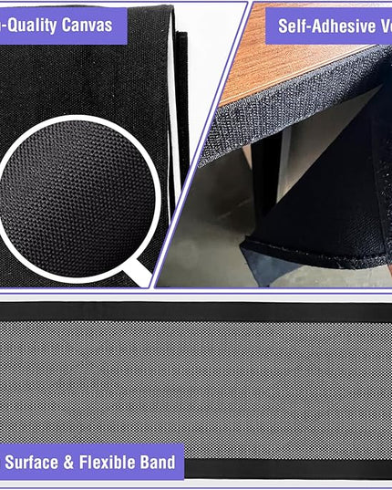 14.9 x 60 Inch Under Desk Privacy Panel with Table Cable Management Net Desk Skirt Modesty Desk Panel Self-Gripping Straps for Office and Home