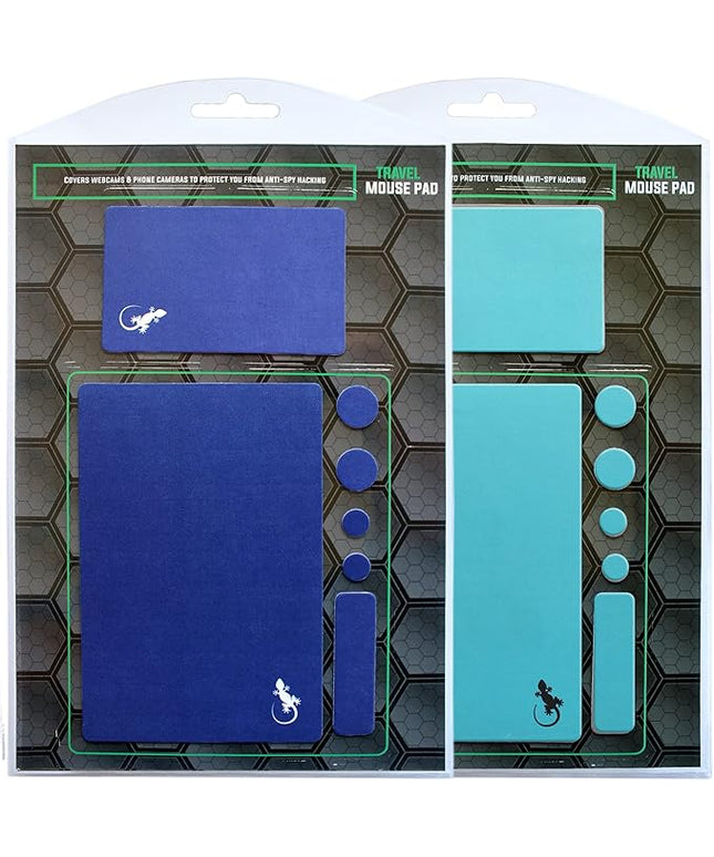 Mouse Pad Adhesive Bottom - Sticks to Any Surface - Portable - Webcam Covers and Screen Cleaner Included (2 Pack - Blue and Navy)