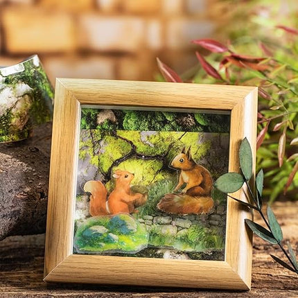 AuriicLeaf Nature-Inspired Washi Tape Set – 6 Decorative Rolls Featuring Realistic Plant, Pebble, Bark, Moss, and Water Designs for Journaling and Scrapbooking