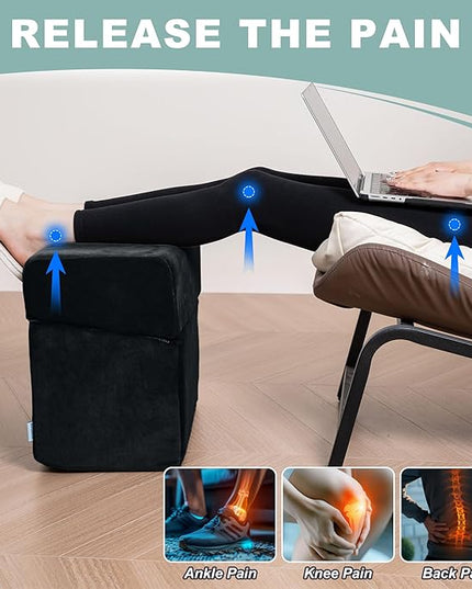 3 Adjustable Heights Foot Rest for Under Desk at Work - Ergonomic High Density Foam Footrest with Washable Cover, Foot Stools for Office, Home, Gaming (Black)