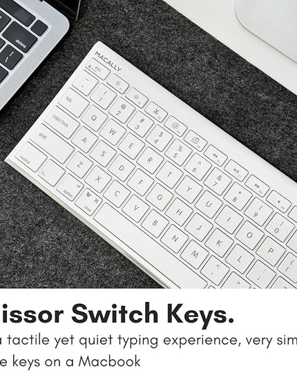 Macally Slim USB Wired Keyboard for Mac and Windows - Simple and Sophisticated - USB Apple Keyboard with Numeric Keypad for Mac Mini / Pro, Macbook, iMac with 110 Scissor Switch Keys and 20 Shortcuts