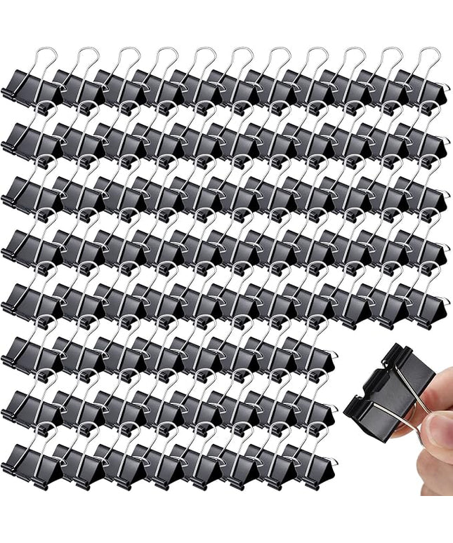 Yexiya 300 Pcs Medium Binder Clips Sturdy 1.25 Inch Black Paper Med Clips Office Supplies Paper Clamps for Office Teachers Students School Business Supplies