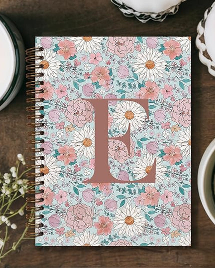 Vintage Floral Personalized Notebook, Initial Letter E Notebook Journal ,Vintage Flower Notebook for Work School Office Supplies,,Monogrammed Notebook for Women Teen Girl,Back to School Supplies 5.5 x 8.3