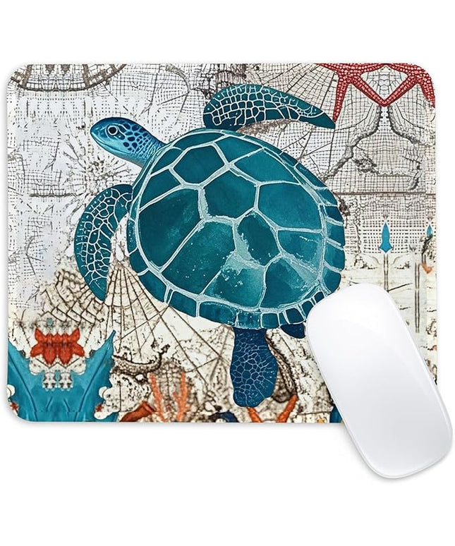 Sea Turtle Square Mouse Pad,Non-Slip Rubber Base Mouse Pad,Home Office Decoration Desktop Accessory,Laptop Mouse Pad for Office Laptops,9.4x7.8x0.12inch 2