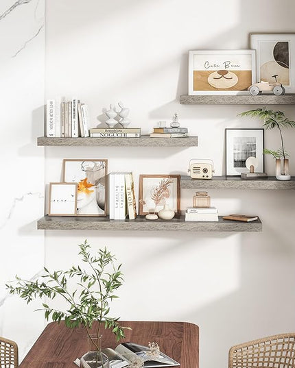 RICHFOCUS 40Inch Floating Shelves for Wall 2 Pack Shelves for Bedroom|Kitchen|Bathroom Wall Mounted Rustic Wood Floating Shelf with Invisible Brackets for Books|Storage|Decor, Grey