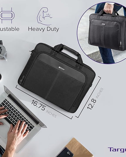 Targus Classic Slim Laptop Bag - Ergonomic Briefcase and Messenger Bag - Spacious Foam Padded for Laptops and Under