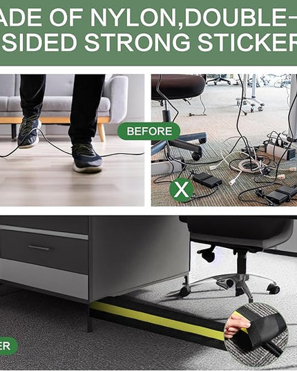 WILLBOND Carpet Cord Cover Cable Protector Floor Cover Cable Protector Management Only for Commercial Office Carpet(9.84 ft,Black and Yellow)
