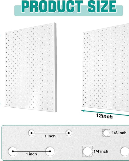 EVERHANGER Metal Pegboard Panels, Heavy Duty Pegboard Wall Organizer, Garage Wall Panels, Tool Storage Organization, 12"X16", 2pcs, White