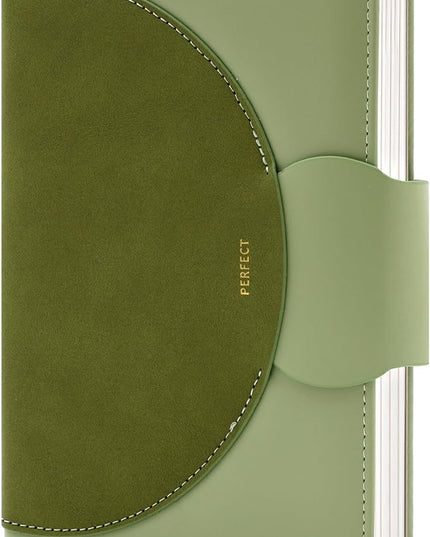CAGIE Lined Journal for Women, 100GSM Leather Journals for Writing with Buckle Closure,A5 Hardcover Diary Journaling Notebooks for Business Work School Note Taking 5.9" x8.59 (Green)